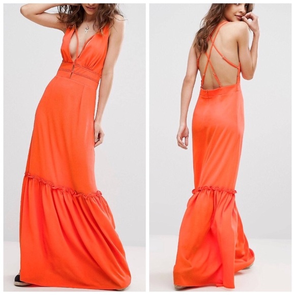 ASOS Dresses & Skirts - ASOS Strappy Open Back Orange Maxi Dress